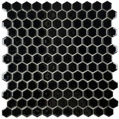 Hexagons 1” Mosaic Black