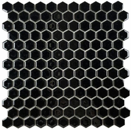 Hexagons 1” Mosaic Black