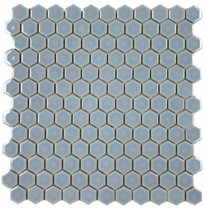 Hexagons 1” Mosaic Light Blue