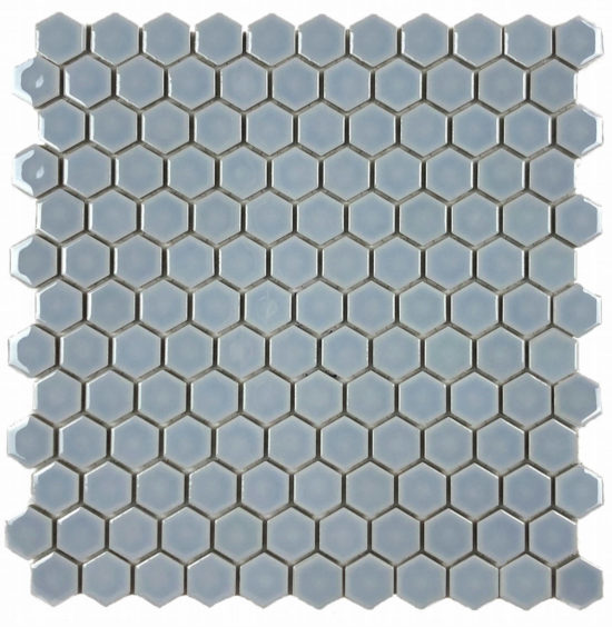Hexagons 1” Mosaic Light Blue