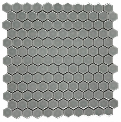 Hexagons 1” Mosaic Light Gray