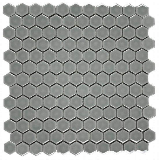 Hexagons 1” Mosaic Light Gray