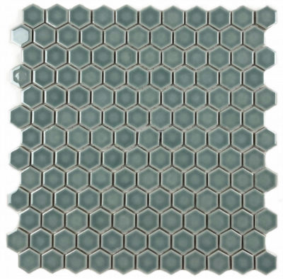 Hexagons 1” Mosaic Teal