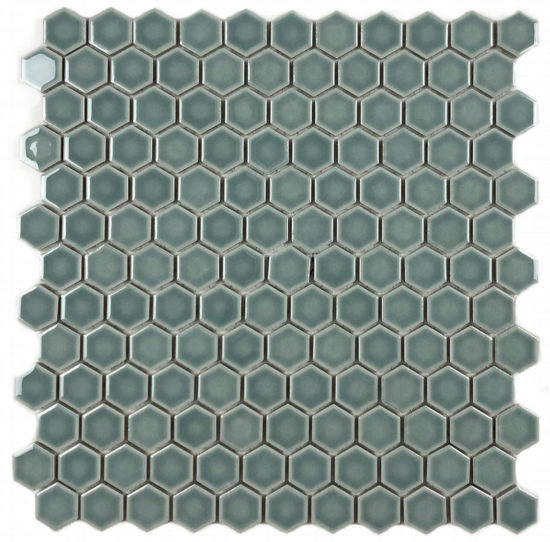 Hexagons 1” Mosaic Teal