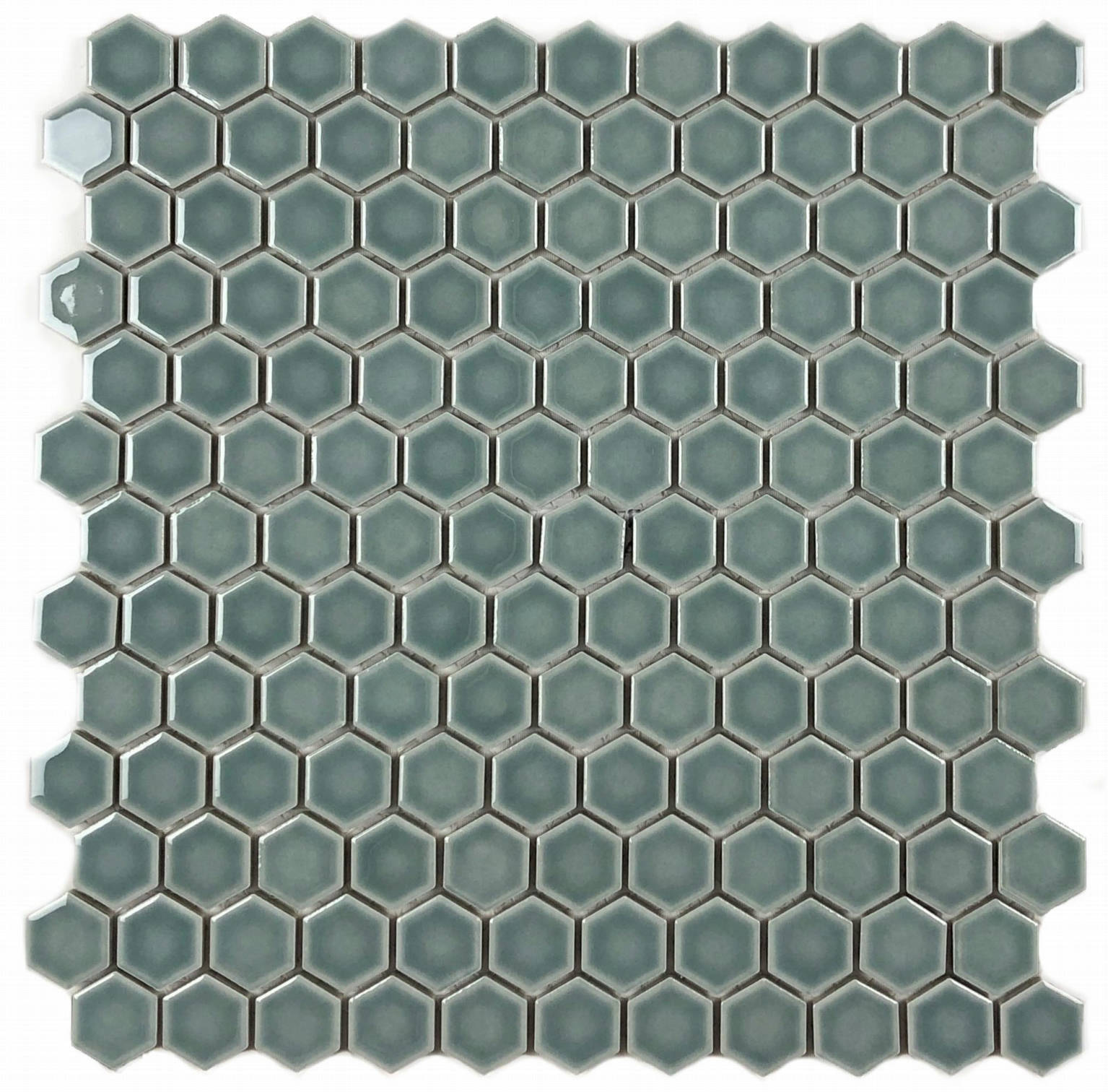 Hexagons 1” Mosaic Teal