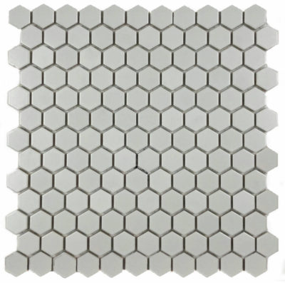 Hexagons 1” Mosaic White Matte
