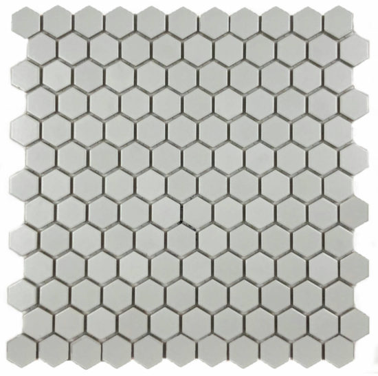 Hexagons 1” Mosaic White Matte
