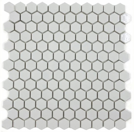 Hexagons 1” Mosaic White